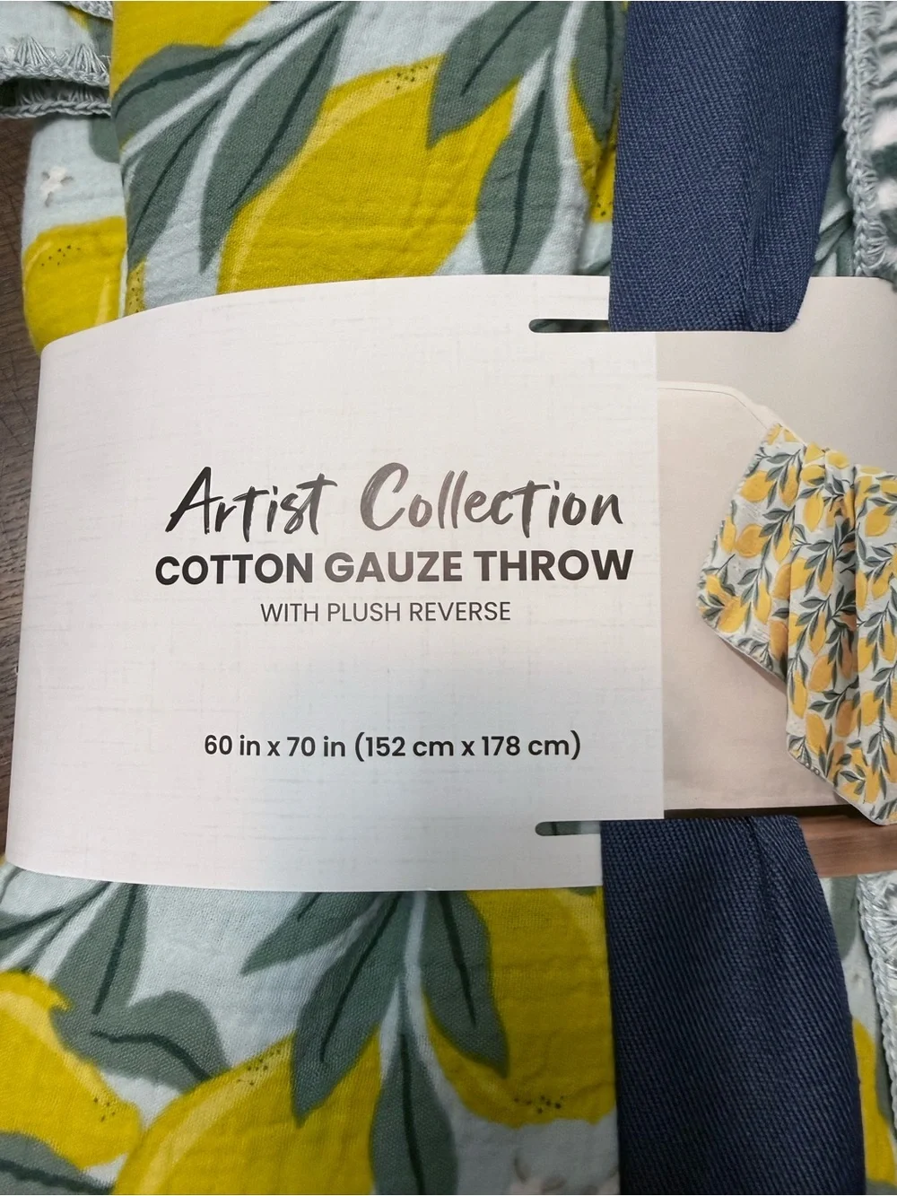 Berkshire Home Artist Collection Cotton Gauze Throw | Lemon Print | NWT